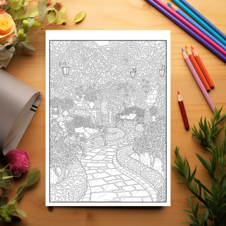 Carte de colorat antistres, 50 de ilustratii Peisaje - Volumul II, 106 pagini [2]