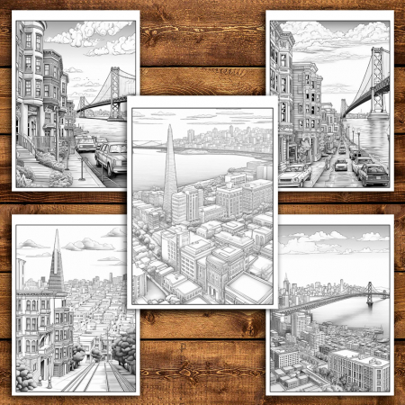 Carte de colorat antistres , 50 de ilustratii San Francisco, 106 pagini [3]