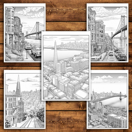 Carte de colorat antistres , 50 de ilustratii San Francisco, 106 pagini [3]