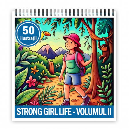 Carti de colorat antistres pentru adulti - Carte de colorat antistres , 50 de ilustratii Strong Girl Life - Volumul II, 106 pagini