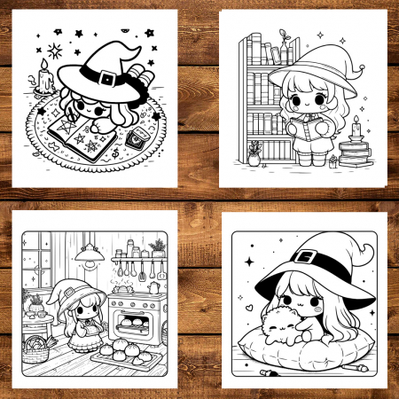 Carte de colorat antistres , 50 de ilustratii Witchy & Cozy Hygge, 106 pagini [3]