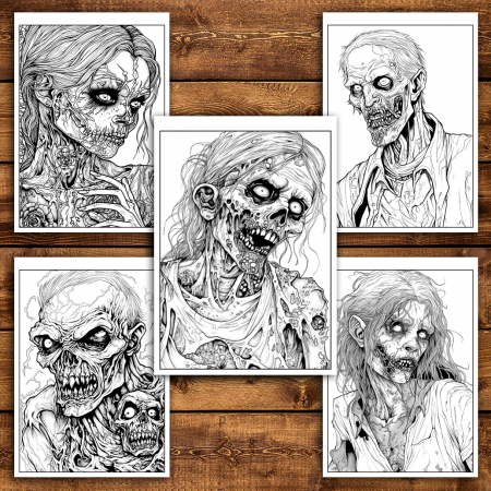 Carte de colorat antistres , 50 de ilustratii Zombies, 106 pagini [4]