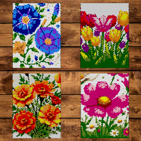 Carte de colorat cu numere, color by number, 30 de ilustratii Blooming Flowers, 66 pagini [1]