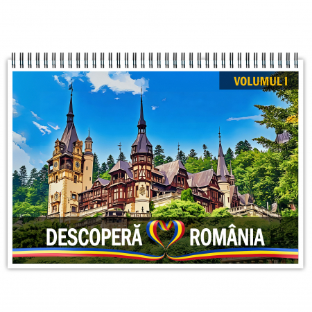 Carti de colorat cu peisaje - Carte de colorat Descopera Romania, 40 de ilustratii, 86 de pagini