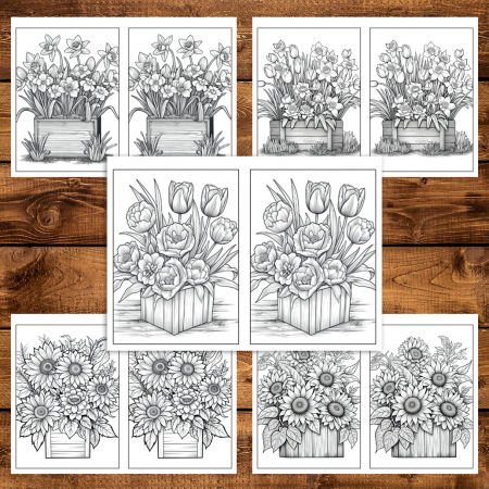 Carte de colorat Dual Vision, 50x2 ilustratii cu Aranjamente Florale, 106 pagini [4]