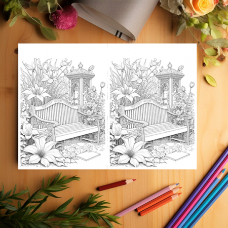 Carte de colorat Dual Vision, 50x2 ilustratii cu Flori din Gradina, 106 pagini [2]