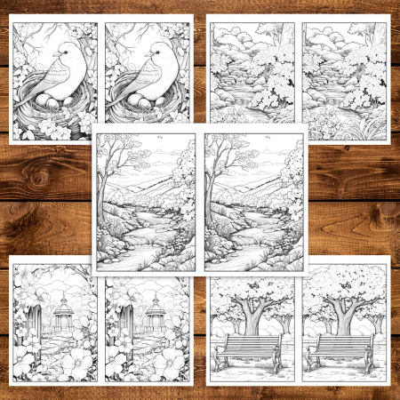 Carte de colorat Dual Vision, 50x2 ilustratii cu Primavara, 106 pagini [4]