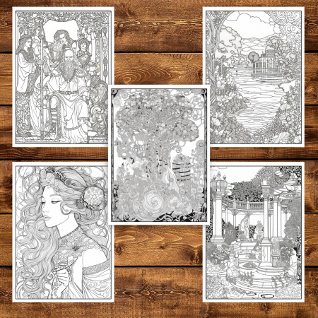 Carte de colorat pentru adulti, 25 de ilustratii, Gustav Klimt, 56 pagini [3]