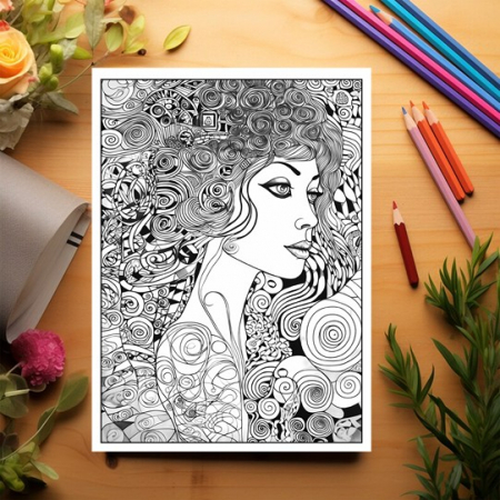 Carte de colorat pentru adulti, 25 de ilustratii, Gustav Klimt, 56 pagini [2]