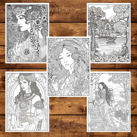 Carte de colorat pentru adulti, 25 de ilustratii, Gustav Klimt, 56 pagini [5]