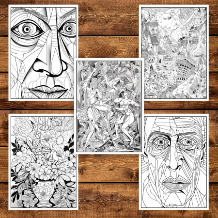 Carte de colorat pentru adulti, 25 de ilustratii, Pablo Picasso, 56 pagini [4]