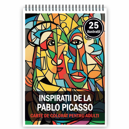 Carti de colorat antistres pentru adulti - Carte de colorat pentru adulti, 25 de ilustratii, Pablo Picasso, 56 pagini