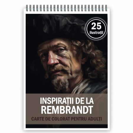Carti de colorat antistres pentru adulti - Carte de colorat pentru adulti, 25 de ilustratii, Rembrandt, 56 pagini