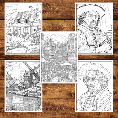 Carte de colorat pentru adulti, 25 de ilustratii, Rembrandt, 56 pagini [3]