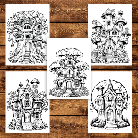 Carte de colorat pentru adulti, 38 de ilustratii, Case magice, 86 pagini [3]