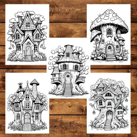 Carte de colorat pentru adulti, 38 de ilustratii, Case magice, 86 pagini [5]