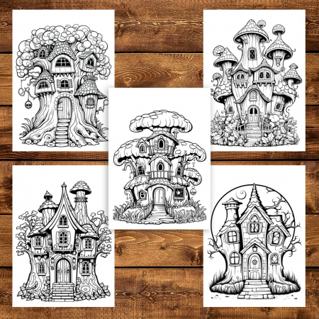 Carte de colorat pentru adulti, 38 de ilustratii, Case magice, 86 pagini [3]