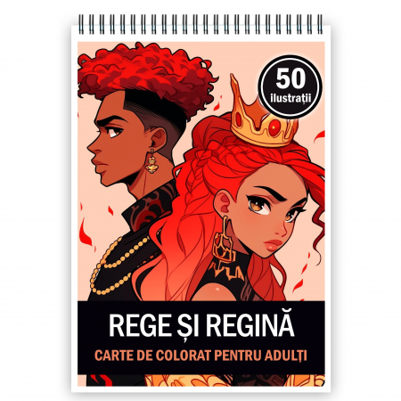 Fete Anime - Carte de colorat pentru adulti, 50 de ilustratii, Anime Kings & Queens 106 pagini
