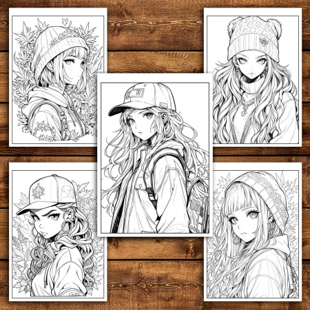 Carte de colorat pentru adulti, 50 de ilustratii Anime Stoner Girls, 106 pagini [4]