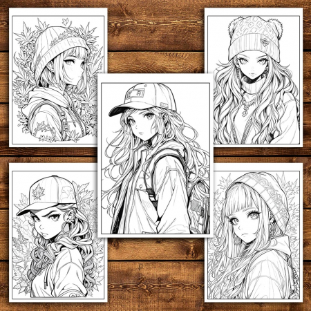 Carte de colorat pentru adulti, 50 de ilustratii Anime Stoner Girls, 106 pagini [4]