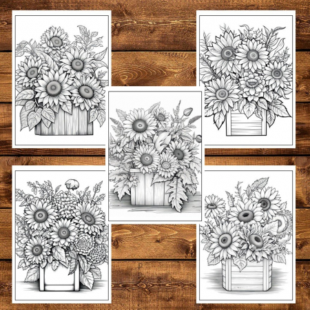 Carte de colorat pentru adulti, 50 de ilustratii, Aranjamente Florale - Volumul I, 106 pagini [2]