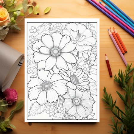 Carte de colorat pentru adulti, 50 de ilustratii, Aranjamente Florale - Volumul II, 106 pagini [2]