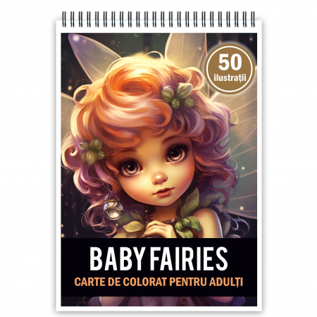 Carti de colorat cu Anime / Personaje - Carte de colorat pentru adulti, 50 de ilustratii, Baby Fairies, 106 pagini
