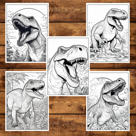 Carte de colorat pentru adulti, 50 de ilustratii, Dinozauri, 106 pagini [5]