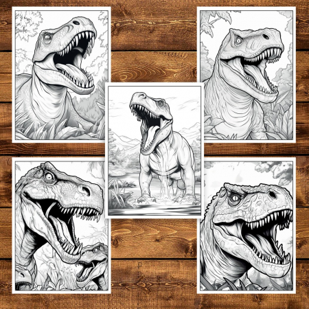 Carte de colorat pentru adulti, 50 de ilustratii, Dinozauri, 106 pagini [3]