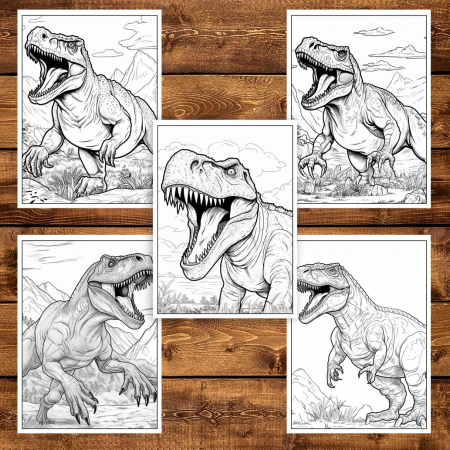 Carte de colorat pentru adulti, 50 de ilustratii, Dinozauri, 106 pagini [4]
