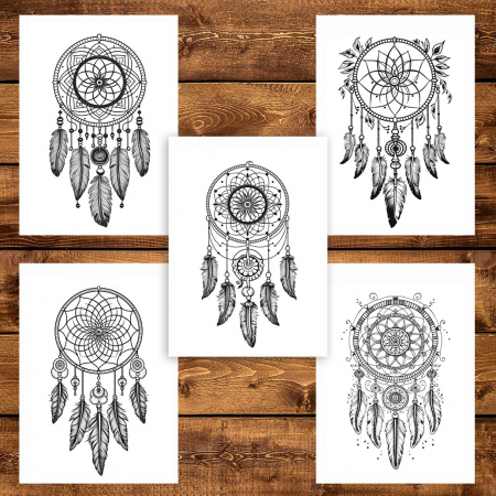 Carte de colorat pentru adulti, 50 de ilustratii, Dreamcatcher - Volumul I, 106 pagini [4]