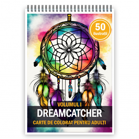 Diverse carti de colorat - Carte de colorat pentru adulti, 50 de ilustratii, Dreamcatcher - Volumul I, 106 pagini