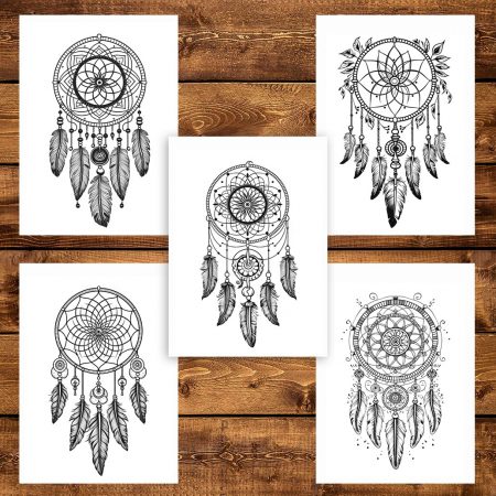 Carte de colorat pentru adulti, 50 de ilustratii, Dreamcatcher - Volumul I, 106 pagini [4]