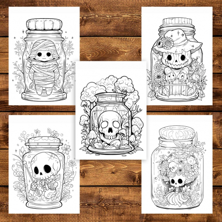 Carte de colorat pentru adulti, 50 de ilustratii, Halloween pufos - Volumul II, 106 pagini [3]