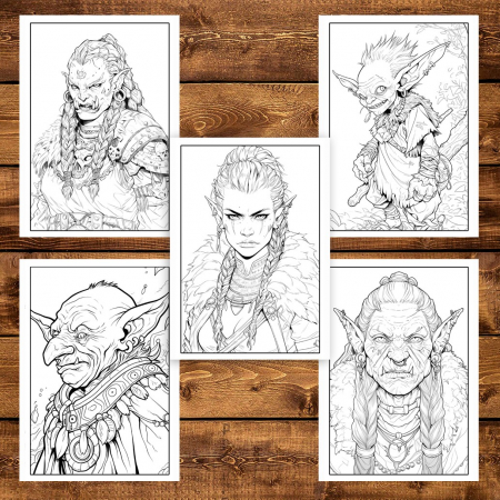 Carte de colorat pentru adulti, 50 de ilustratii, Orcs and Goblin, 106 pagini [3]