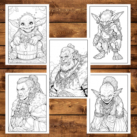 Carte de colorat pentru adulti, 50 de ilustratii, Orcs and Goblin, 106 pagini [5]