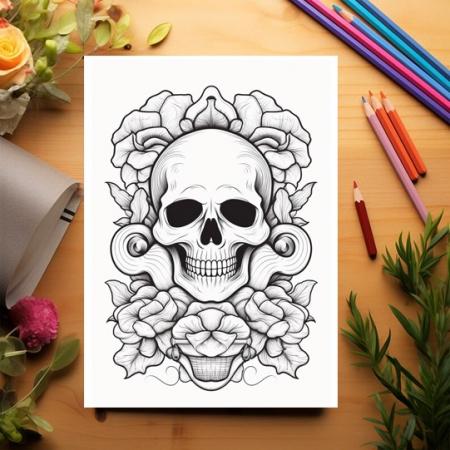 Carte de colorat pentru adulti, 50 de ilustratii, Tatuaje - Volumul II, 106 pagini [2]