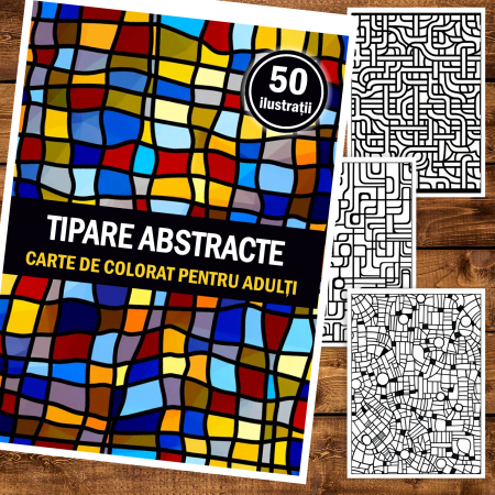 Carte de colorat pentru adulti, 50 de ilustratii, Tipare Abstracte, 106 pagini [1]
