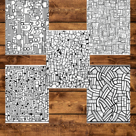 Carte de colorat pentru adulti, 50 de ilustratii, Tipare Abstracte, 106 pagini [4]