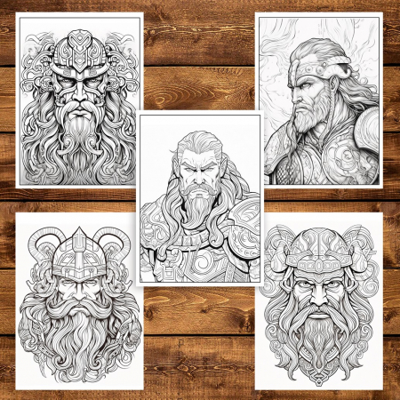 Carte de colorat pentru adulti, 50 de ilustratii, Vikingi, 106 pagini [4]