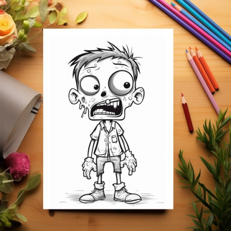 Carte de colorat pentru adulti, 50 de ilustratii, Zombie kids - Volumul II, 106 pagini [2]