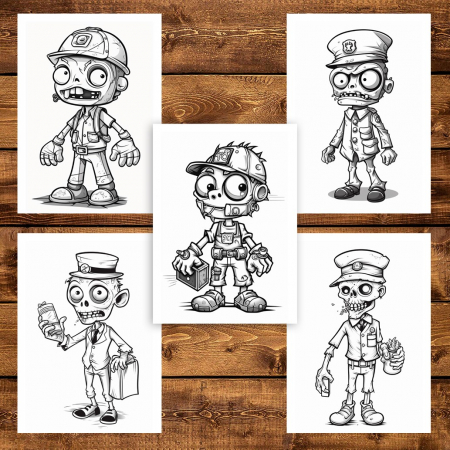 Carte de colorat pentru adulti, 50 de ilustratii, Zombie kids - Volumul II, 106 pagini [3]