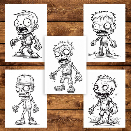 Carte de colorat pentru adulti, 50 de ilustratii, Zombie kids - Volumul II, 106 pagini [4]