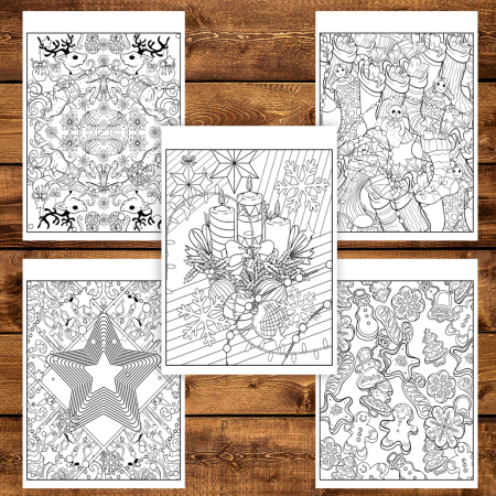 Carte de colorat pentru copii , 25 de ilustratii Tipare de Craciun, 56 pagini [4]