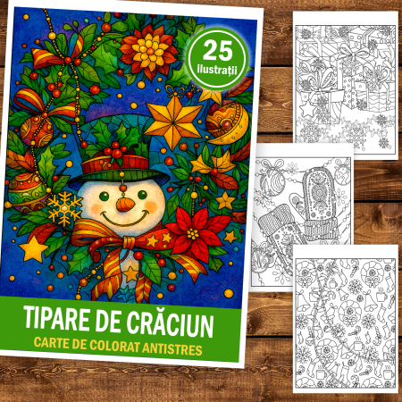 Carte de colorat pentru copii , 25 de ilustratii Tipare de Craciun, 56 pagini [1]
