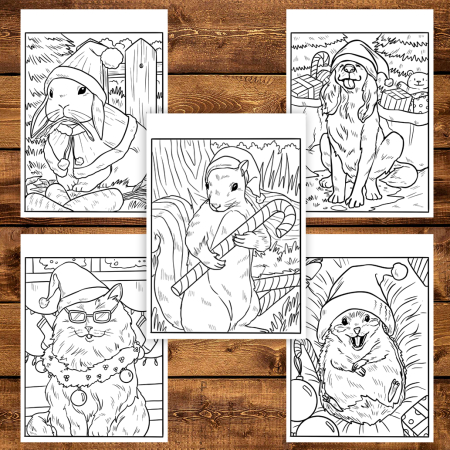 Carte de colorat pentru copii , 30 de ilustratii Animalute Festive - Volumul II, 66 pagini [4]