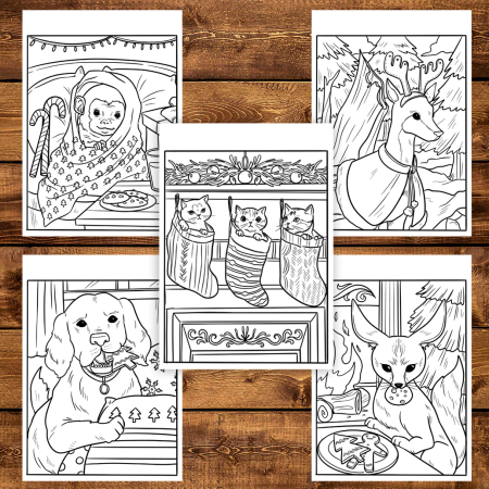 Carte de colorat pentru copii , 30 de ilustratii Animalute Festive - Volumul II, 66 pagini [3]