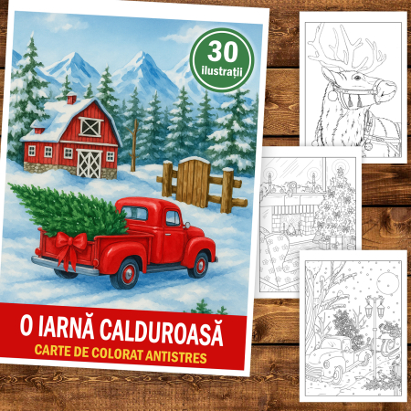 Carte de colorat pentru copii , 30 de ilustratii O Iarna Calduroasa, 66 pagini [1]