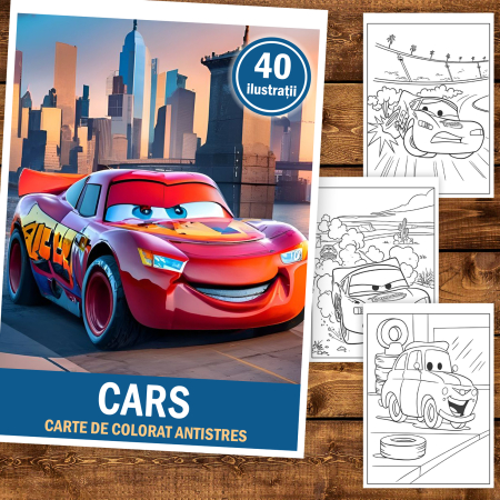 Carte de colorat pentru copii, 40 de ilustratii Cars - Volumul II, 86 pagini [1]