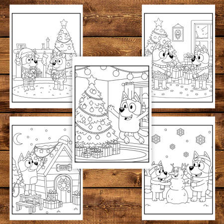 Carte de colorat pentru copii, 40 de ilustratii Craciunul cu Bluey - Volumul I, 86 pagini [4]